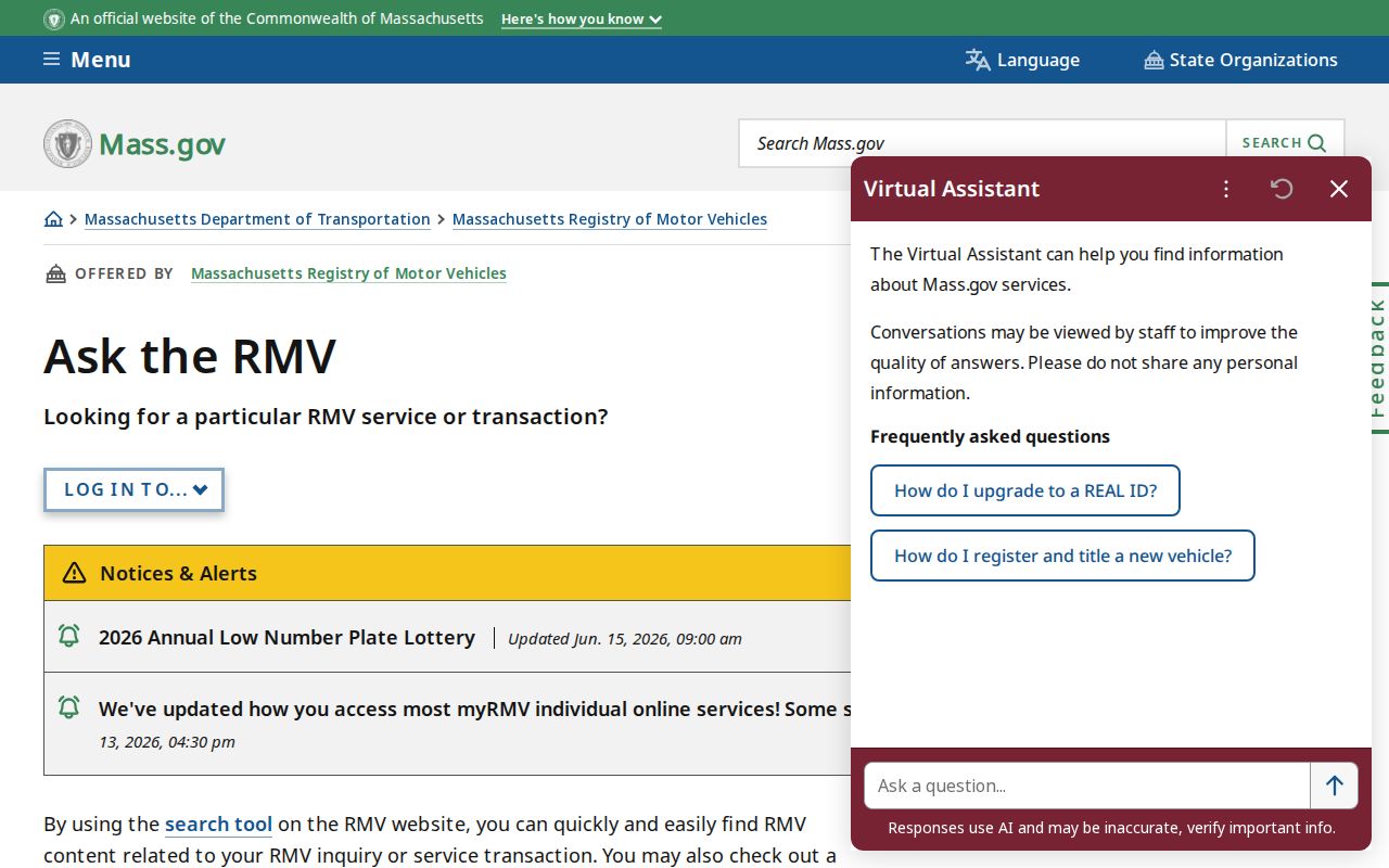 Massachusetts phone numbers and contact routes for the Registry of Motor Vehicles